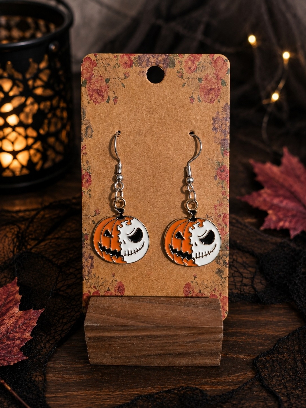 Nightmare Before Christmas Jack Skellington Pumpkin Halloween Dangle Earrings